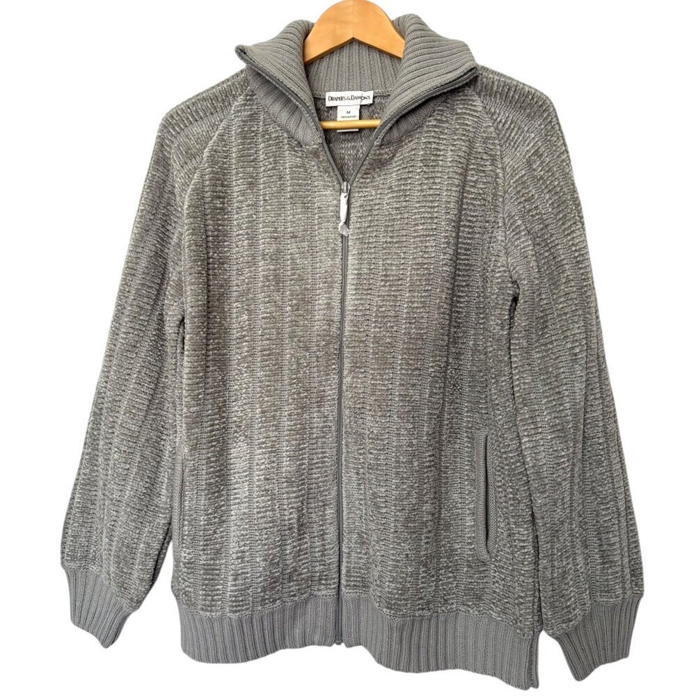 Drapers and Damons Gray Sweater Jacket Full Zip Womens Size Medium NWOT